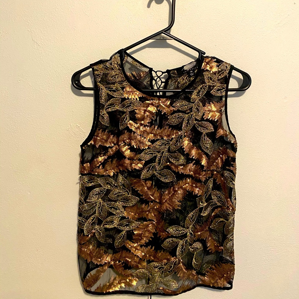 Gold and bronze sequin top